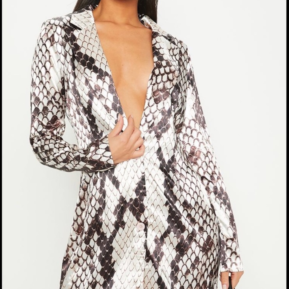 PLT grey satin snake print dress size 12
